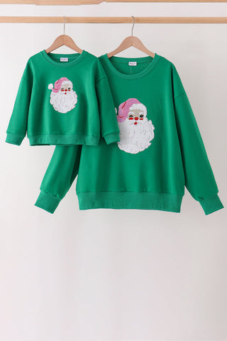 Green Santa Sequin Mom&me Top