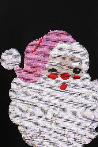 Black Santa Sequin Top