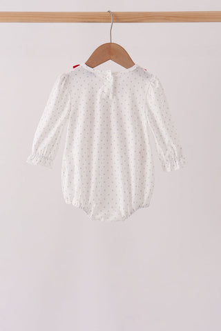 White Santa Baby French Knot Ruffle Bubble