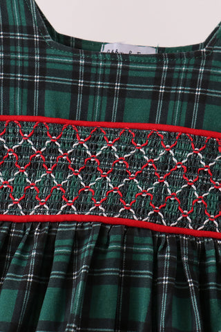 Forest Plaid Smocked Bloomer Set