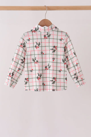 Red Holly Button Down Shirt