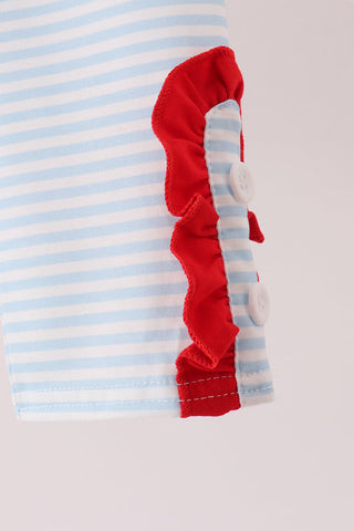 Red Reindeer French Knot Ruffle Pants Set