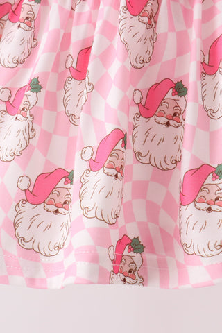 Pink Santa French Knot Ruffle Bloomer Set
