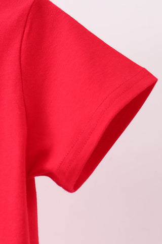 Red flag fireworks embroidery top