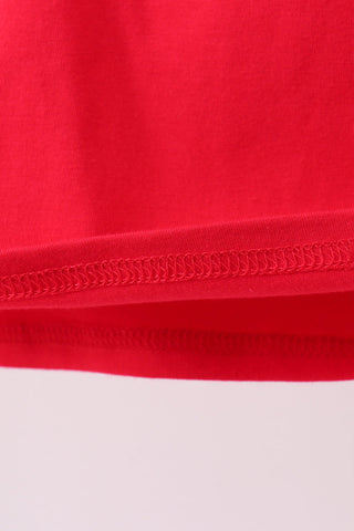 Red flag fireworks embroidery top