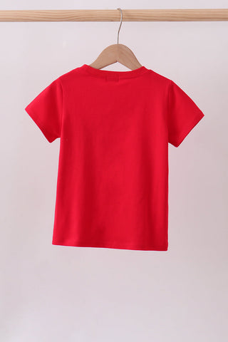 Red flag fireworks embroidery top