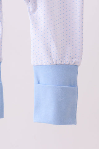 Blue dot horse embroidery romper