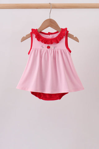 Pink Apple Embroidery Bubble