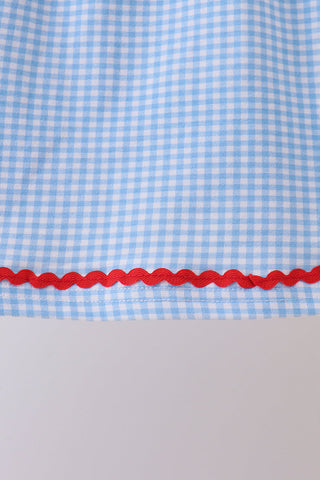 Blue Scalloped Apple Bow Skorts Set