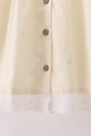 Cream plaid button dress
