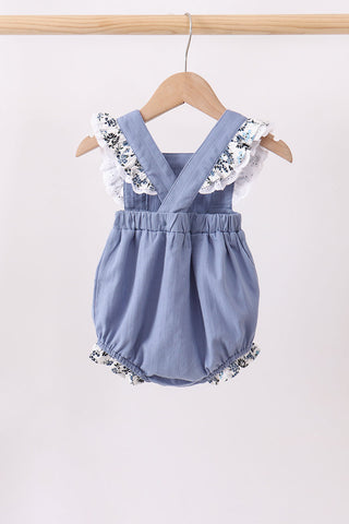 Blue pumpkin embroidery lace ruffle bubble