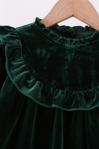 Forest velvet Ruffle Dress