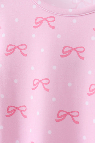 Pink bow print pants set