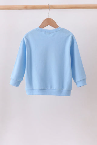 Blue Floral Bow Embroidery Top