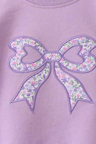 Purple Floral Bow Embroidery Bubble