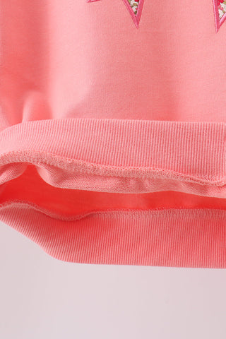 Pink Floral Bow Embroidery Top