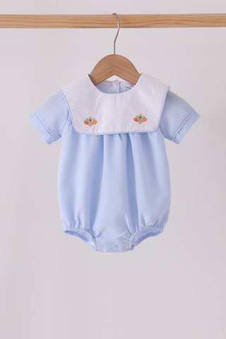 Blue turkey embroidery checkered bubble