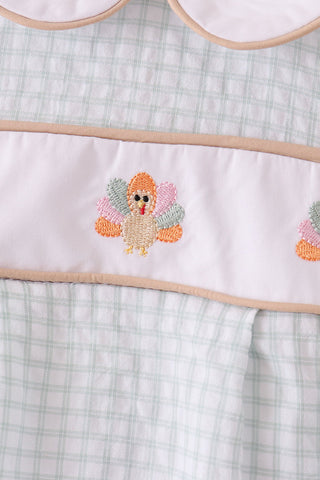 Green plaid turkey embroidery bubble