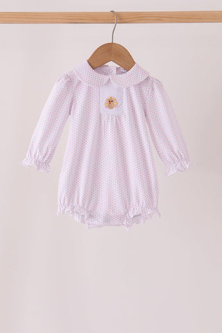 Pink dot turkey embroidery ruffle bubble