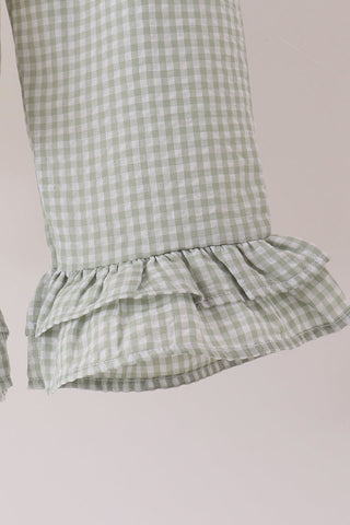 Beige turkey embroidery ruffle pants set