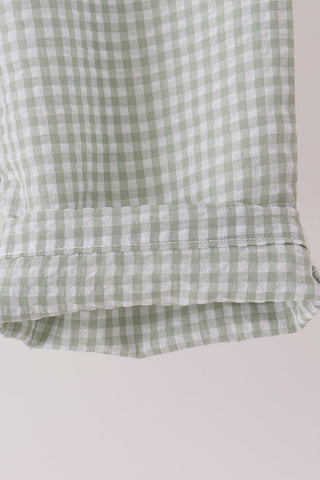 Green turkey embroidery gingham pants set