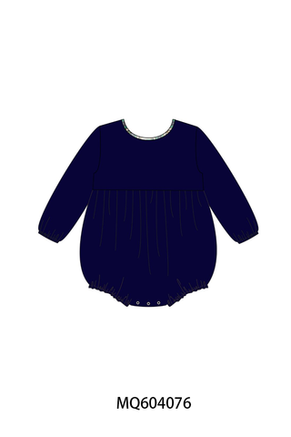 Navy plaid ruffle bubble
