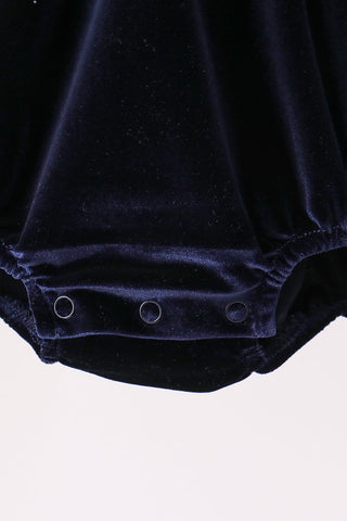 Navy plaid ruffle bubble