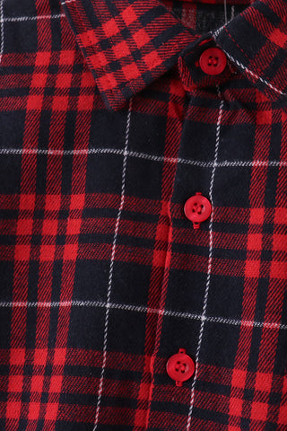 Red plaid button down shirt