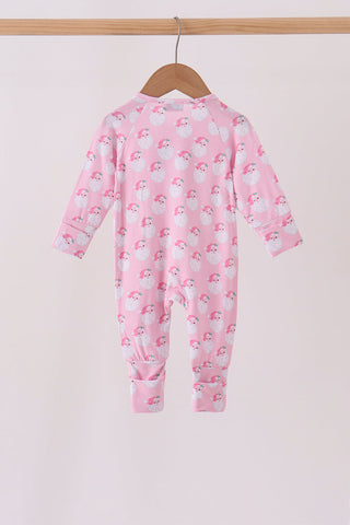 Pink christmas santa claus bamboo romper