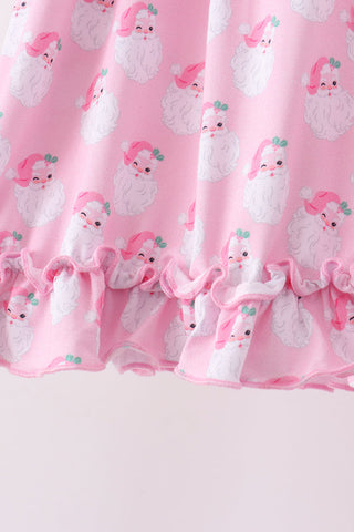 Pink santa claus bamboo ruffle pants set