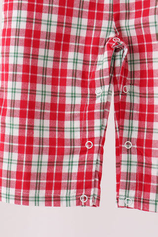 Red christmas tree truck embroidery plaid jonjon