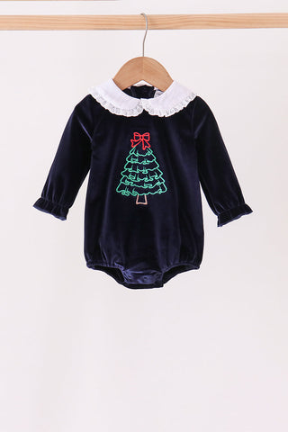 Navy christmas tree embroidery bubble