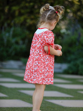 Valentine's Day "BE ❤ MINE" Embroidered Floral Girls' Dress