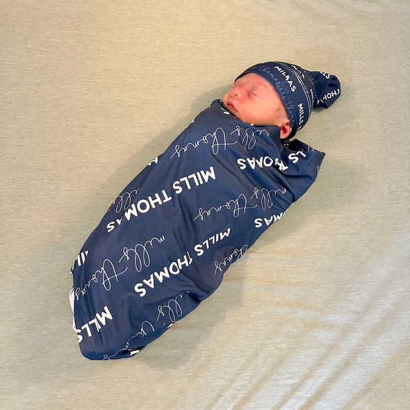 Navy Jersey Stretch Swaddle Blanket