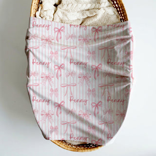 Personalized Pink Bows Name Jersey Swaddle