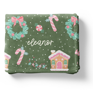 Pink Watercolor Holiday - Personalized Blanket