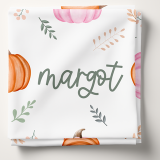 Pink and Orange Pumpkins - Personalized Swaddle Blanket