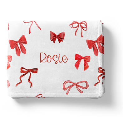 Red Ribbons - Personalized Blanket