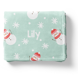 Snowy Snowmen  - Personalized Blanket