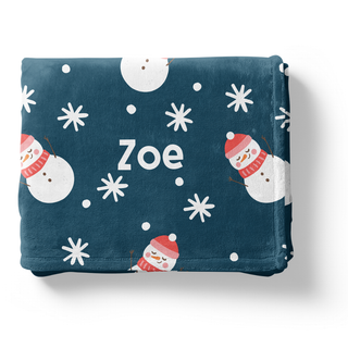 Snowy Snowmen  - Personalized Blanket