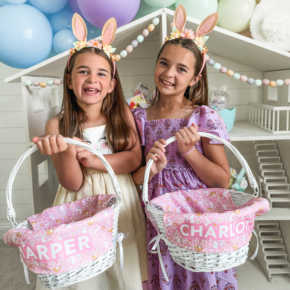 Personalized Easter Basket Liner - Blue Bunny