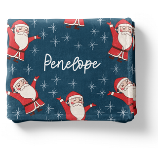 White Santa Retro - Personalized Blanket