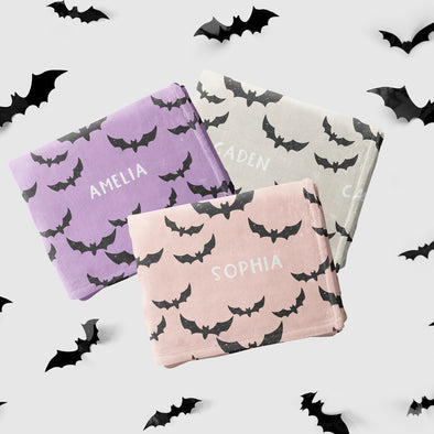 Halloween Bats Personalized Name Blanket