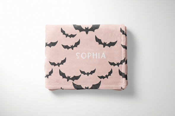 Halloween Bats Personalized Name Blanket