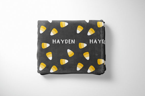 Candy Corn Personalized Name Blanket