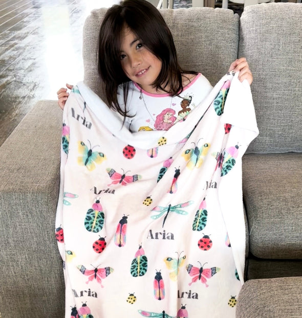 Little Bugs Minky Name Blanket