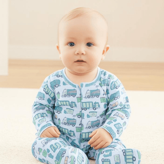 Garbage Trucks Recycle Zipper Footie