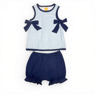 Classic Navy Gingham Bloomer Set