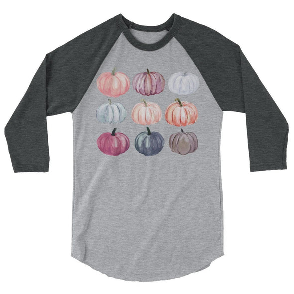 3/4 Sleeve Watercolor Pumpkin T Shirt