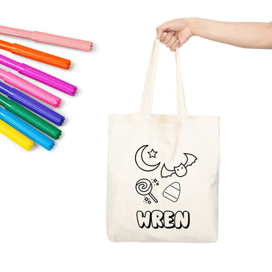 Color Your Own Candy Personalized Halloween Tote Bag